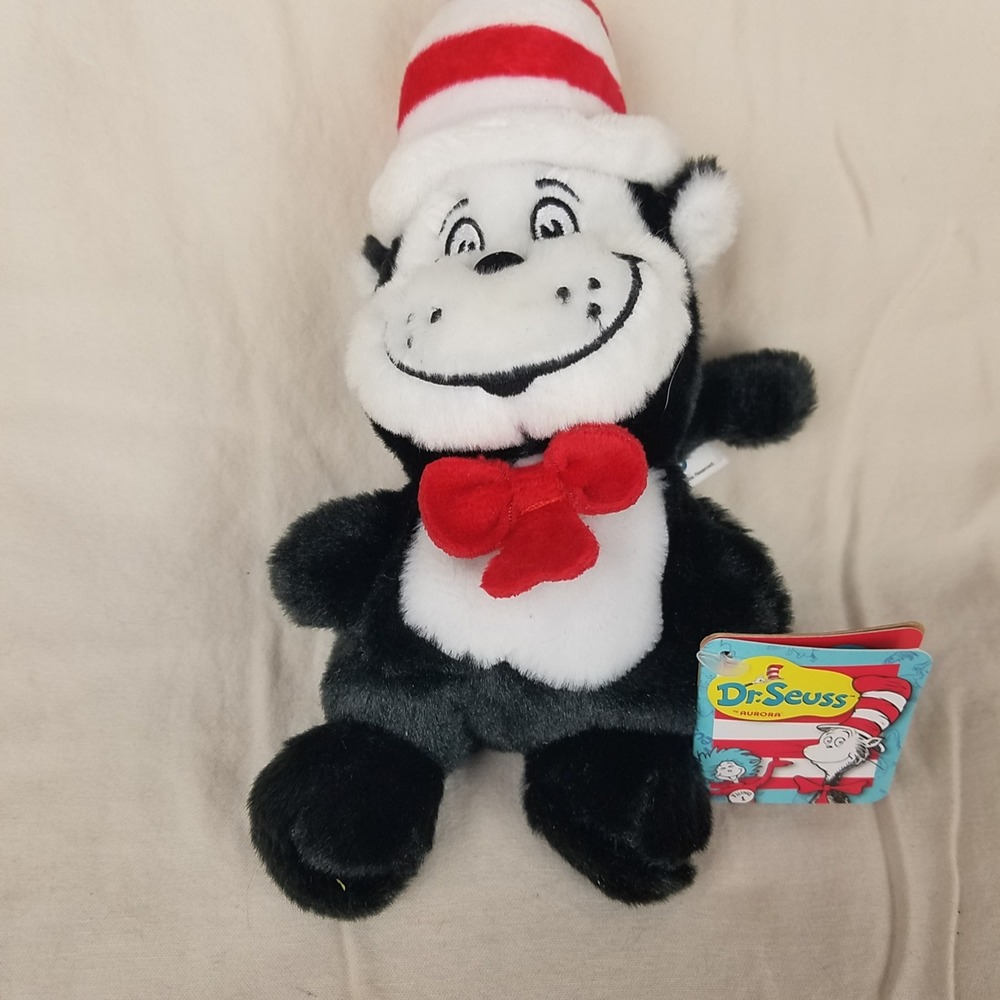 Aurora Cat in the Hat Plush Kids 8in Black White Red New Dr Seuss Stuffed Toy‎